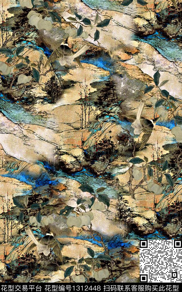 中国风旗袍印花复古女装民族风印花真丝印花数码印花华亿平台下载（图片编号: 1312448） - 瓦栏（Walan）