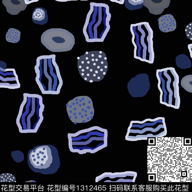 几何手绘线条笔触圆圈与波点传统印花华亿平台下载（图片编号: 1312465） - 瓦栏（Walan）