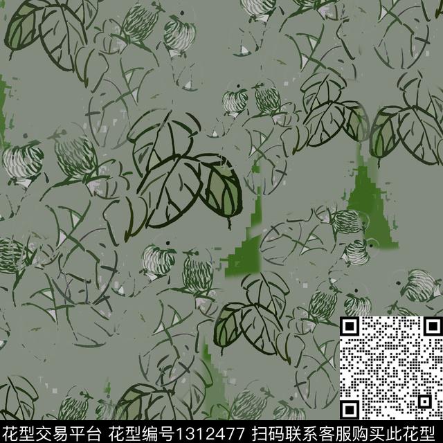 中国风小碎花男装休闲花卉数码印花华亿平台下载（图片编号: 1312477） - 瓦栏（Walan）