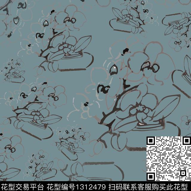 中国风小碎花男装休闲花卉传统印花华亿平台下载（图片编号: 1312479） - 瓦栏（Walan）