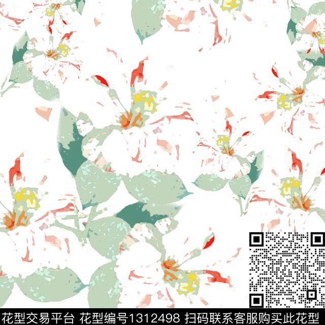 花卉小碎花抽象数码印花华亿平台下载（图片编号: 1312498） - 瓦栏（Walan）