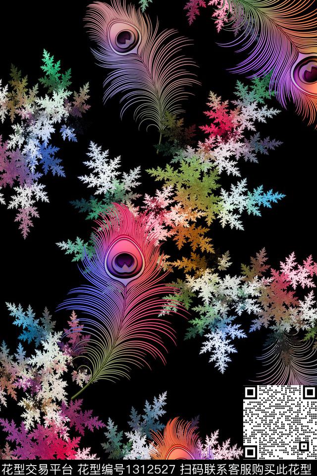 羽毛动物纹抽象数码印花华亿平台下载（图片编号: 1312527） - 瓦栏（Walan）