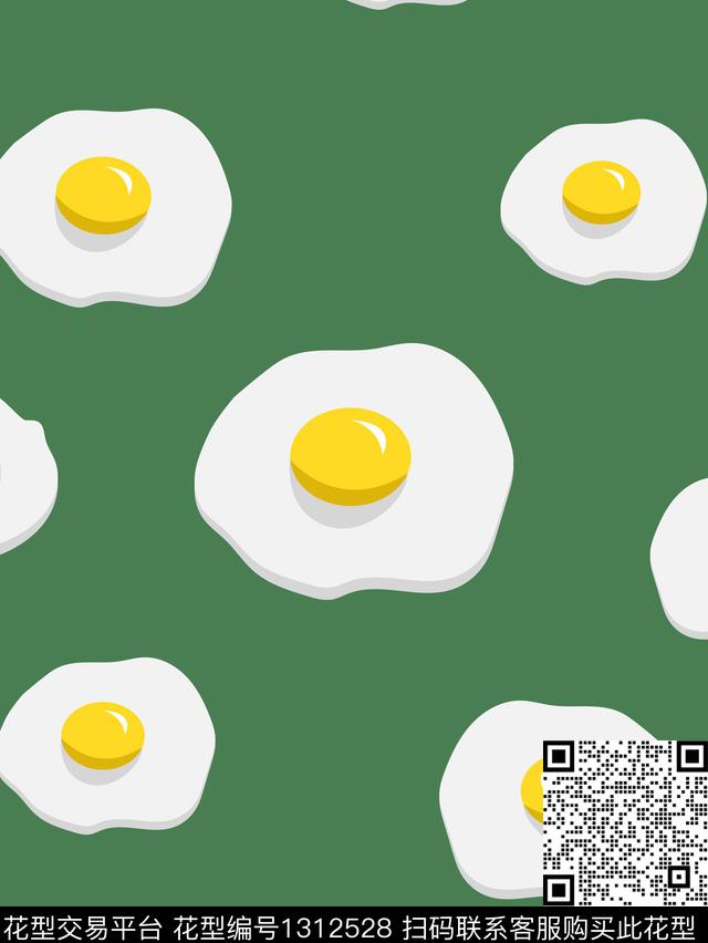 几何卡通荷包蛋传统印花华亿平台下载（图片编号: 1312528） - 瓦栏（Walan）