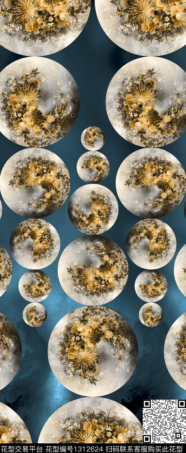 女装定位花复古抽象数码印花华亿平台下载（图片编号: 1312624） - 瓦栏（Walan）