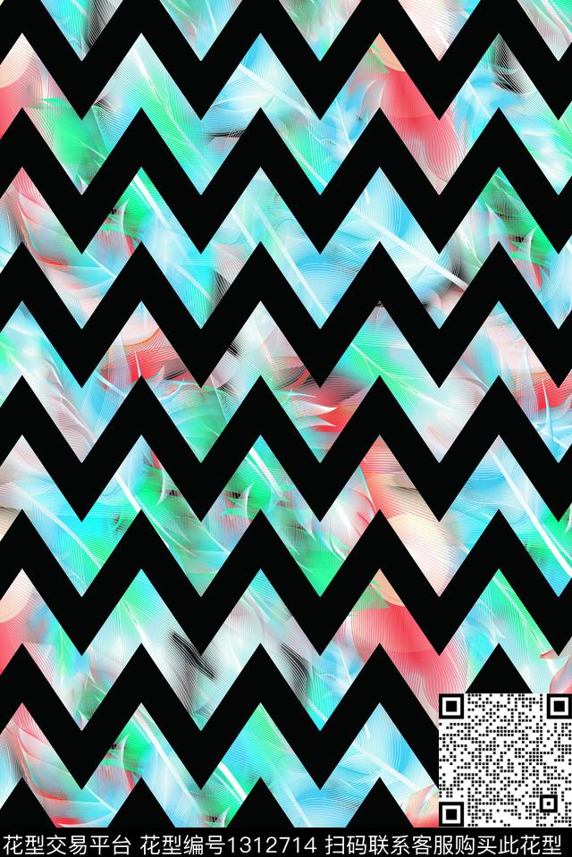 波浪纹炫彩数码印花华亿平台下载（图片编号: 1312714） - 瓦栏（Walan）