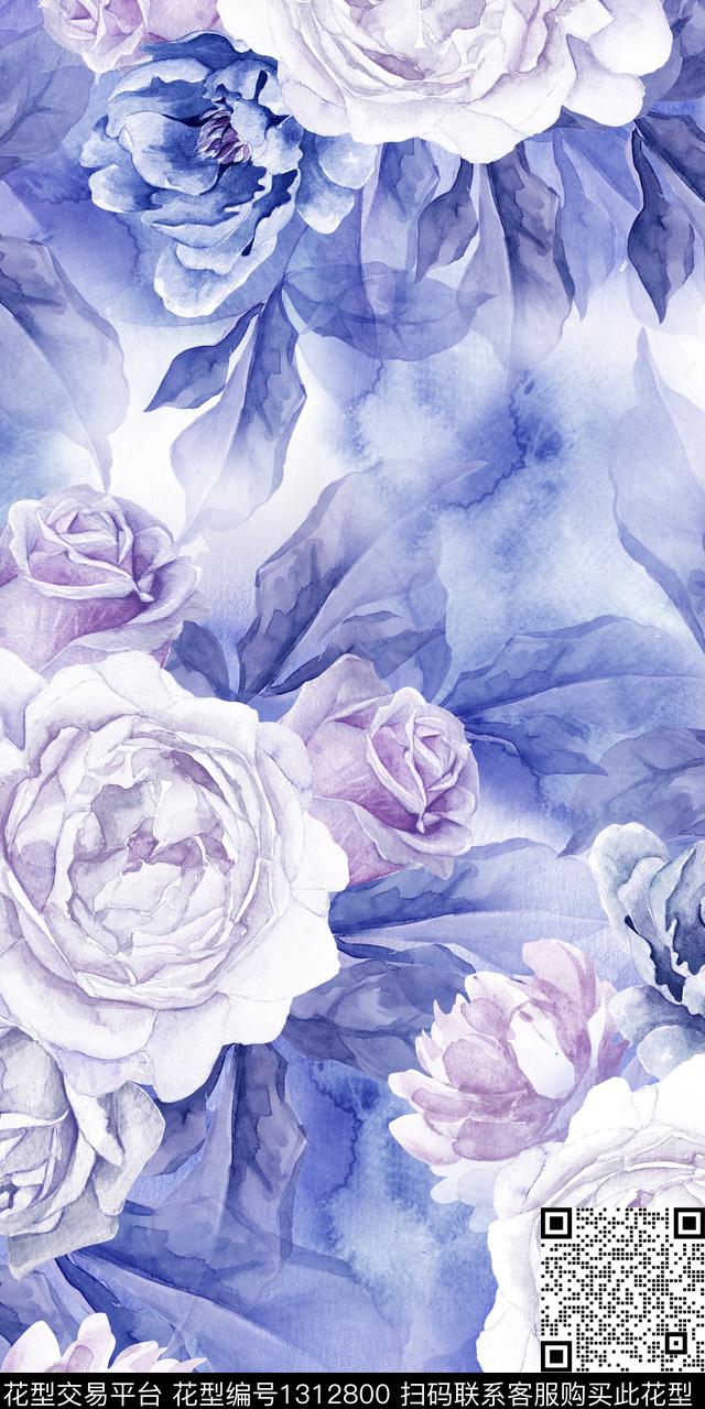 定位花玫瑰花花卉数码印花华亿平台下载（图片编号: 1312800） - 瓦栏（Walan）