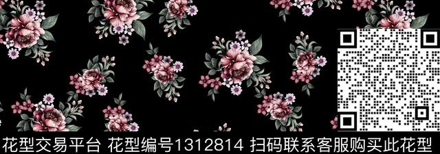 绿植树叶玫瑰花花卉传统印花华亿平台下载（图片编号: 1312814） - 瓦栏（Walan）