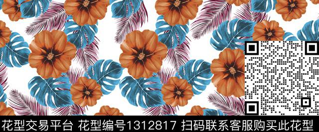 绿植树叶花卉春夏华亿平台传统印花华亿平台下载（图片编号: 1312817） - 瓦栏（Walan）