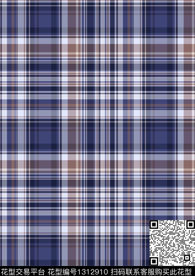 蓝色格子纹理数码印花华亿平台下载（图片编号: 1312910） - 瓦栏（Walan）