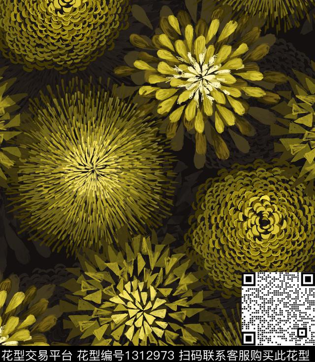 水墨风写意床品数码印花华亿平台下载（图片编号: 1312973） - 瓦栏（Walan）