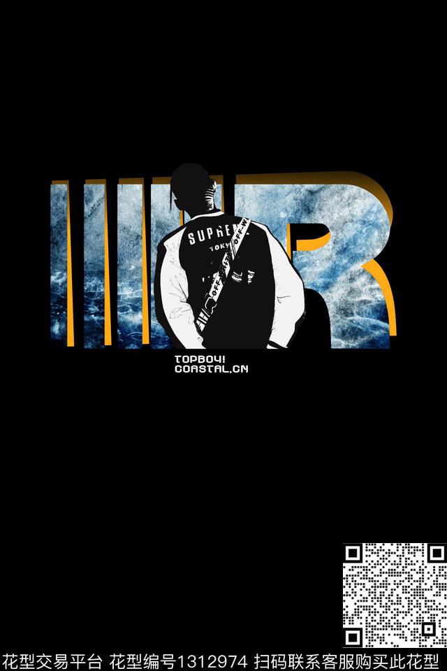 大牌风潮牌黑底华亿平台数码印花华亿平台下载（图片编号: 1312974） - 瓦栏（Walan）