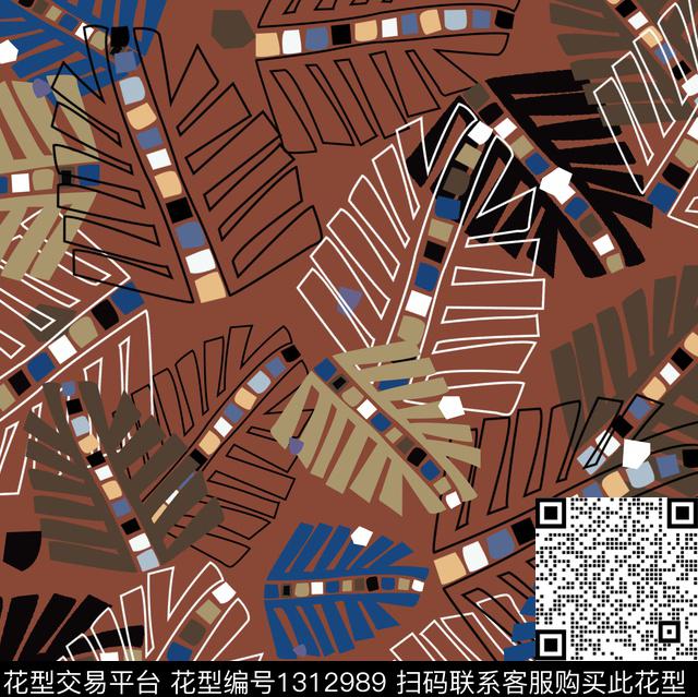 绿植树叶花卉植物传统印花华亿平台下载（图片编号: 1312989） - 瓦栏（Walan）