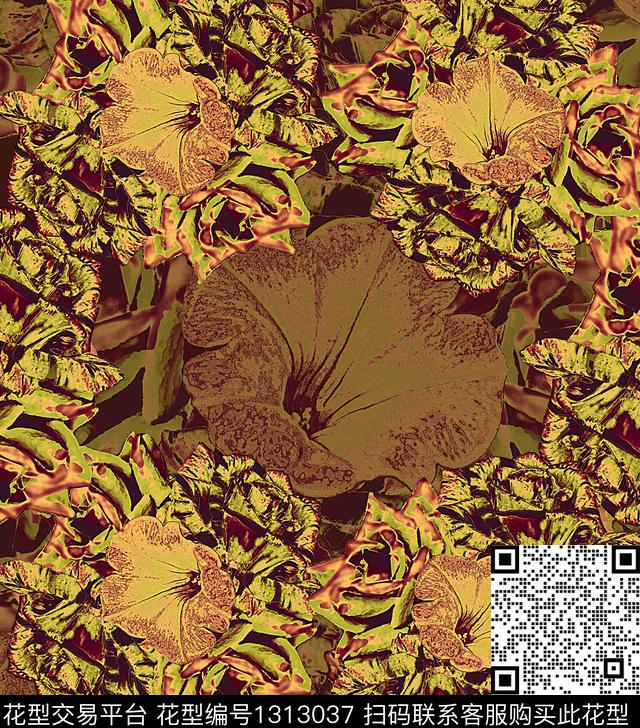 花卉抽象数码印花华亿平台下载（图片编号: 1313037） - 瓦栏（Walan）