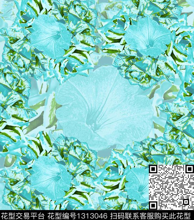 花卉抽象混合拼接数码印花华亿平台下载（图片编号: 1313046） - 瓦栏（Walan）