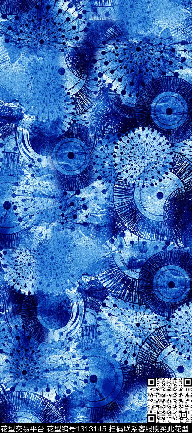 几何扎染华亿平台中国风数码印花华亿平台下载（图片编号: 1313145） - 瓦栏（Walan）