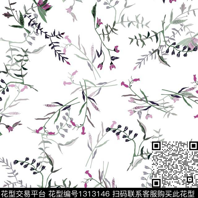 花卉满版散花大牌风传统印花华亿平台下载（图片编号: 1313146） - 瓦栏（Walan）