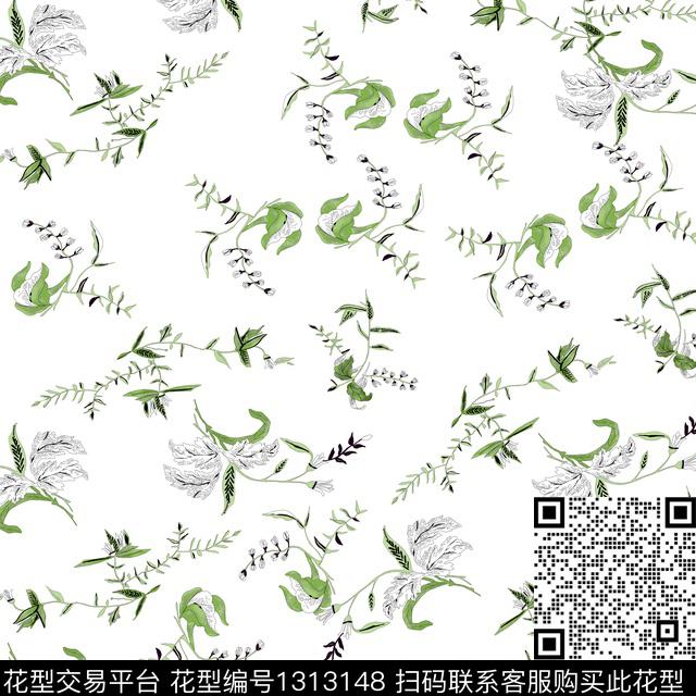 花卉满版散花大牌风传统印花华亿平台下载（图片编号: 1313148） - 瓦栏（Walan）