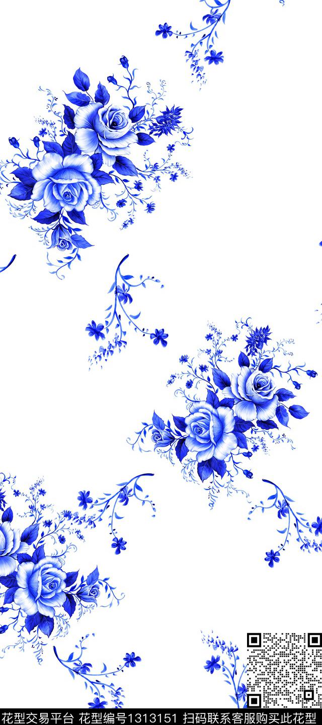花卉旗袍真丝数码印花华亿平台下载（图片编号: 1313151） - 瓦栏（Walan）