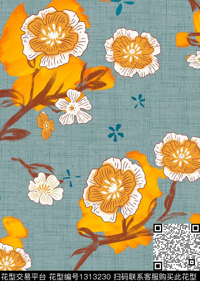 连衣裙唐装肌理数码印花华亿平台下载（图片编号: 1313230） - 瓦栏（Walan）