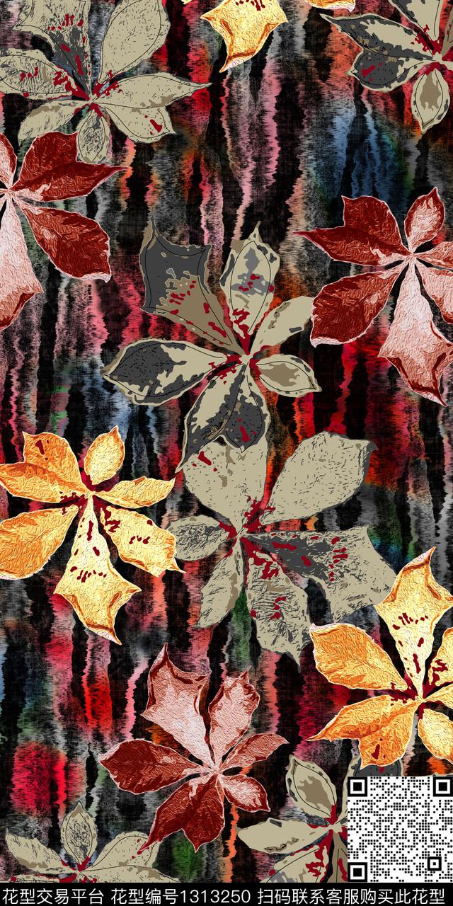 花卉大牌风植物数码印花华亿平台下载（图片编号: 1313250） - 瓦栏（Walan）