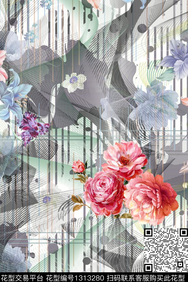 女装底纹大牌风数码印花华亿平台下载（图片编号: 1313280） - 瓦栏（Walan）