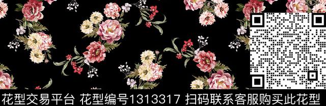 绿植树叶玫瑰花花卉传统印花华亿平台下载（图片编号: 1313317） - 瓦栏（Walan）
