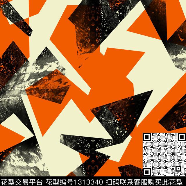 纸印花几何抽象男装数码印花华亿平台下载（图片编号: 1313340） - 瓦栏（Walan）