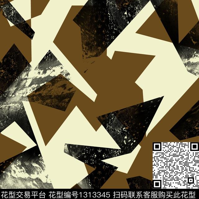 纸印花几何抽象男装数码印花华亿平台下载（图片编号: 1313345） - 瓦栏（Walan）