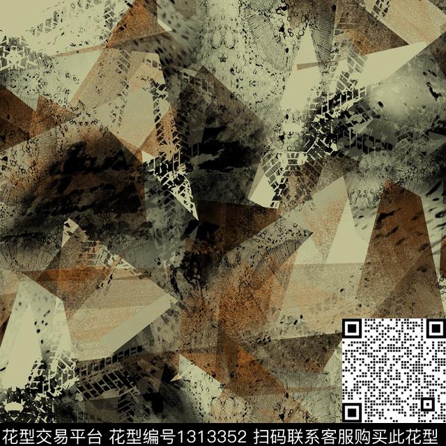 纸印花几何抽象男装数码印花华亿平台下载（图片编号: 1313352） - 瓦栏（Walan）