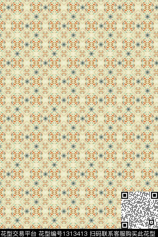 泳装华亿平台传统纹样满排传统印花华亿平台下载（图片编号: 1313413） - 瓦栏（Walan）