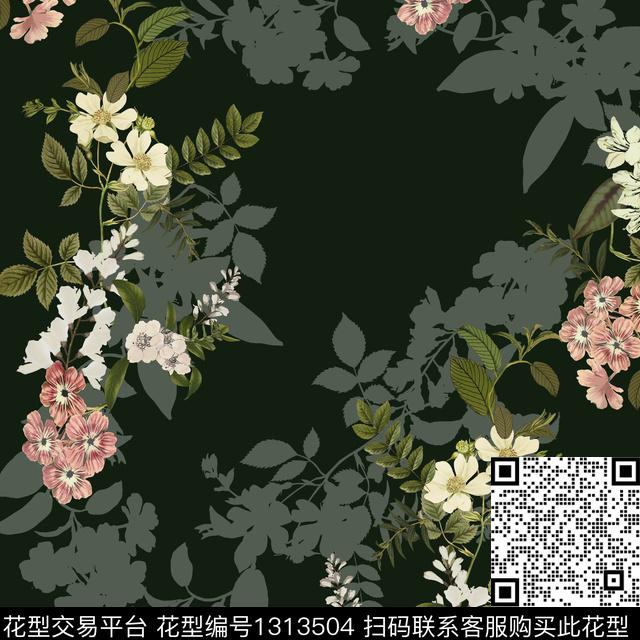 花卉满版散花大牌风数码印花华亿平台下载（图片编号: 1313504） - 瓦栏（Walan）