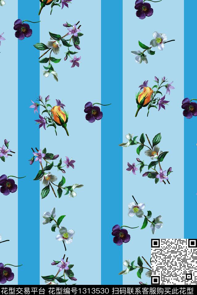 女装花卉满版散花数码印花华亿平台下载（图片编号: 1313530） - 瓦栏（Walan）