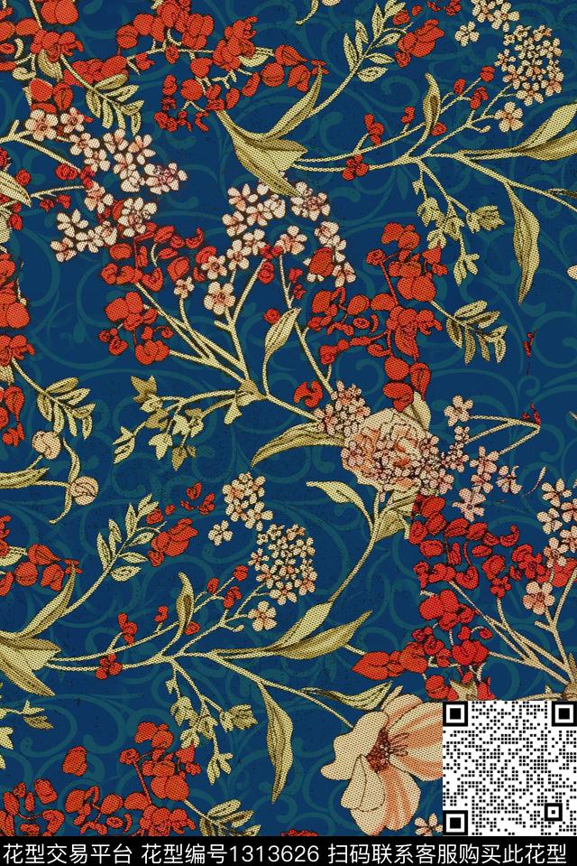 民族花卉提花华亿平台复古数码印花华亿平台下载（图片编号: 1313626） - 瓦栏（Walan）
