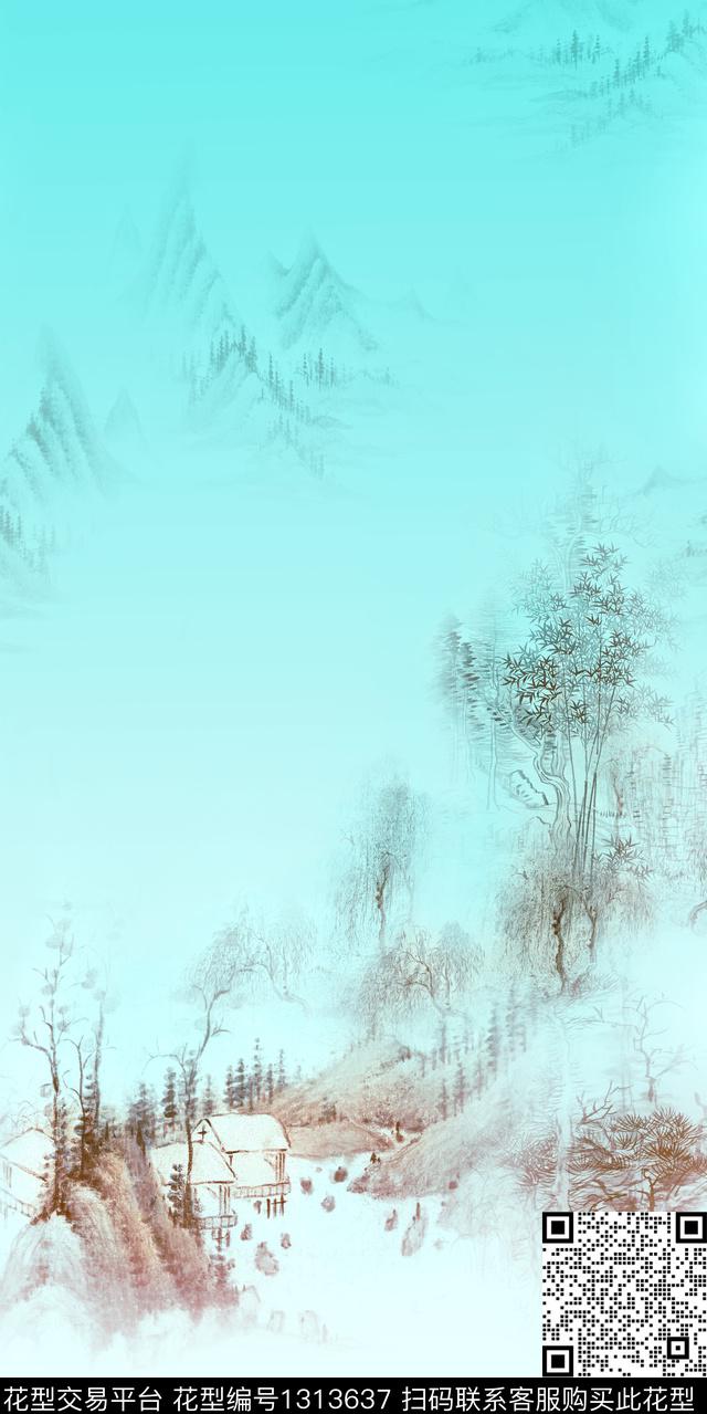 清爽底花卉真丝中老年数码印花华亿平台下载（图片编号: 1313637） - 瓦栏（Walan）