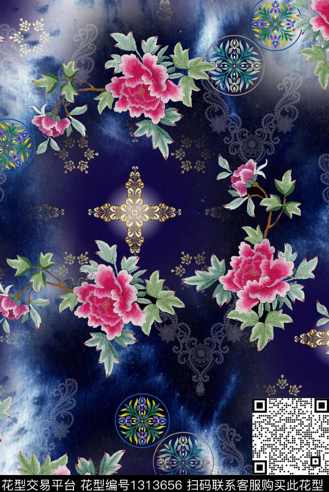 复古香云纱中老年数码印花华亿平台下载（图片编号: 1313656） - 瓦栏（Walan）