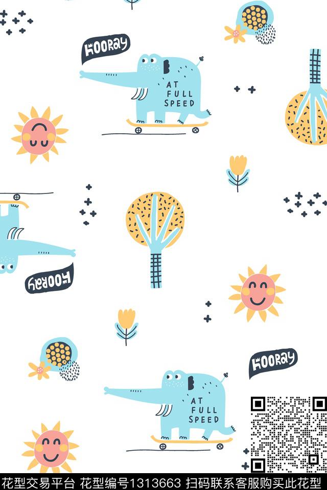 童装大象卡通传统印花华亿平台下载（图片编号: 1313663） - 瓦栏（Walan）