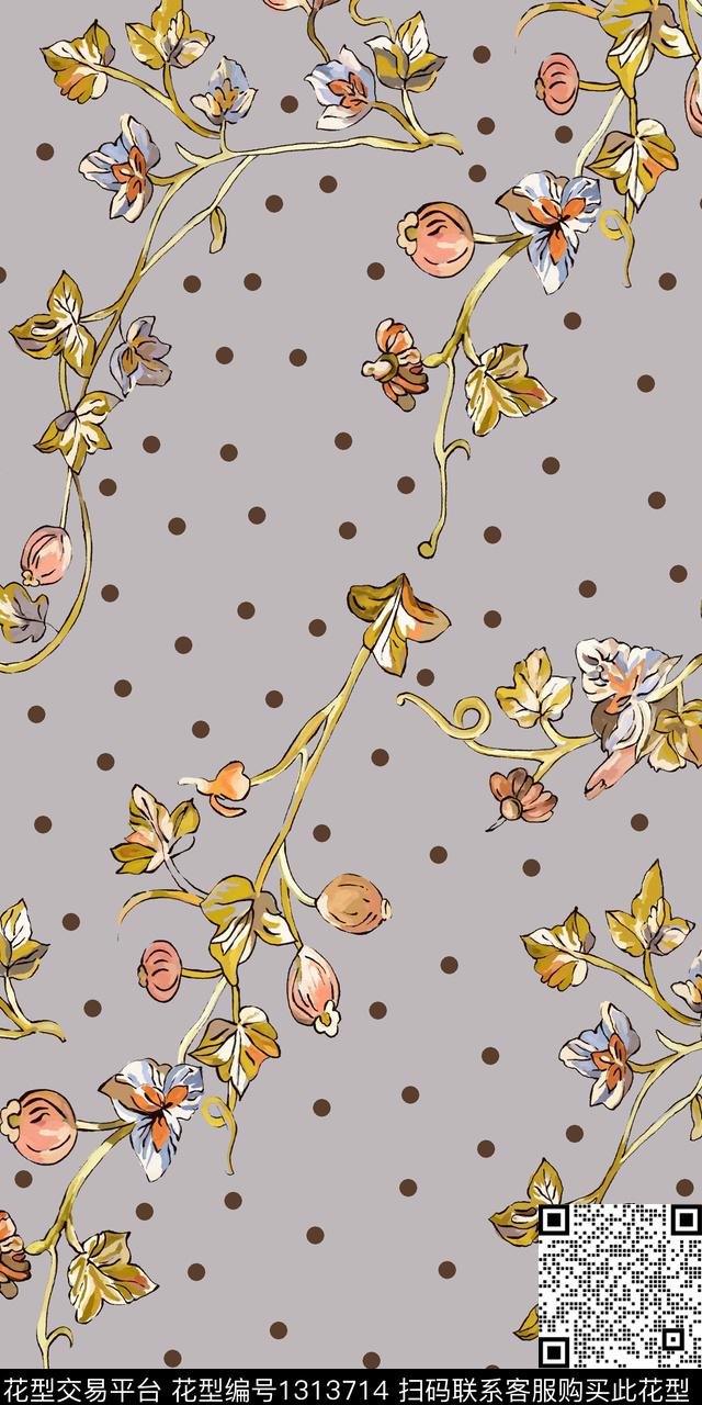 数码华亿平台花卉大牌风数码印花华亿平台下载（图片编号: 1313714） - 瓦栏（Walan）