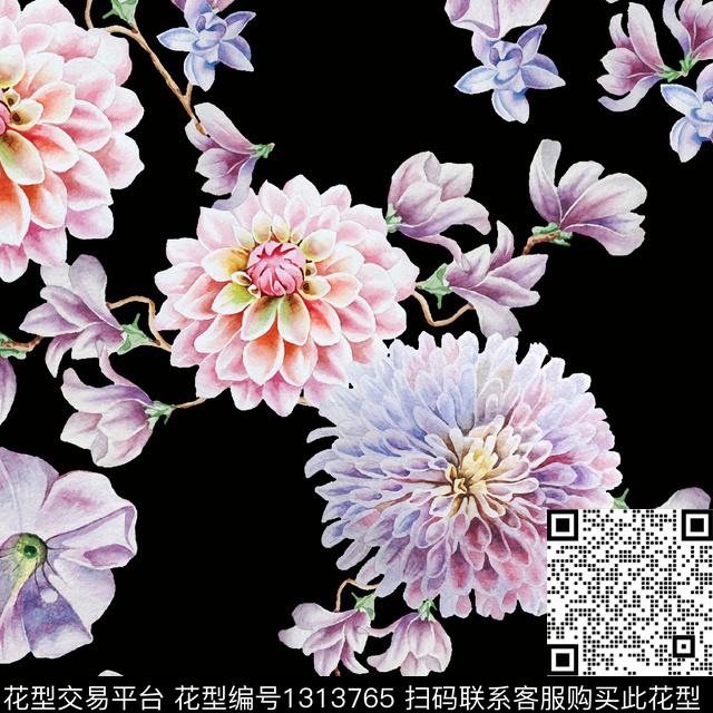 花卉大牌风潮牌数码印花华亿平台下载（图片编号: 1313765） - 瓦栏（Walan）