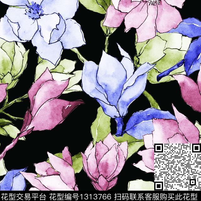 花卉大牌风潮牌数码印花华亿平台下载（图片编号: 1313766） - 瓦栏（Walan）