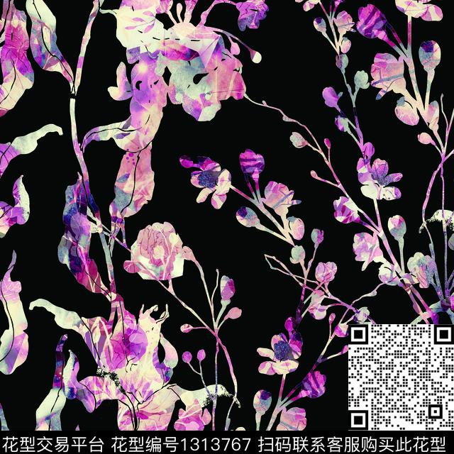 花卉大牌风潮牌数码印花华亿平台下载（图片编号: 1313767） - 瓦栏（Walan）