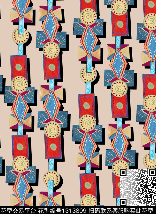 几何民族风简约数码印花华亿平台下载（图片编号: 1313809） - 瓦栏（Walan）