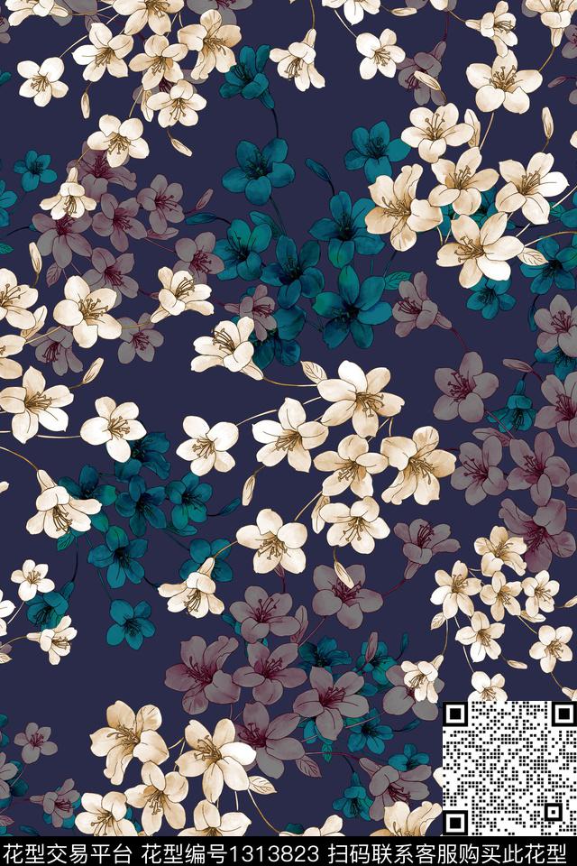 梨花雕印华亿平台小碎花数码印花华亿平台下载（图片编号: 1313823） - 瓦栏（Walan）