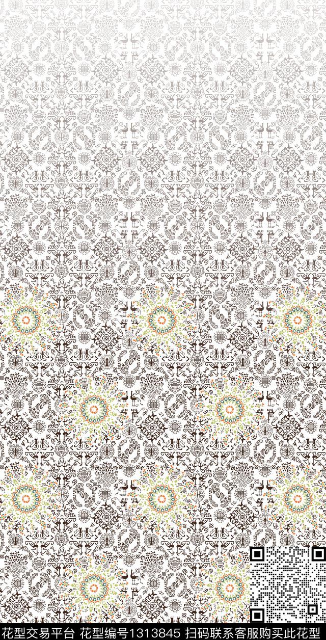 女装定位花二方连续传统印花华亿平台下载（图片编号: 1313845） - 瓦栏（Walan）