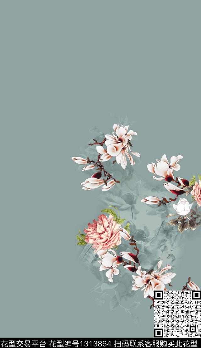 定位花大牌风艺术数码印花华亿平台下载（图片编号: 1313864） - 瓦栏（Walan）