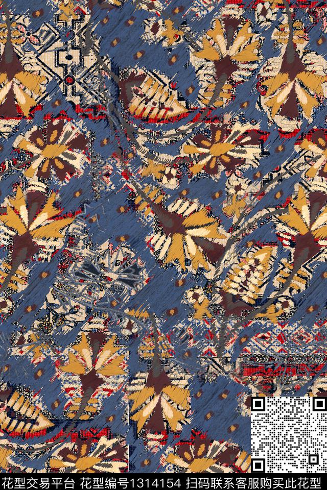 民族花卉肌理中老年数码印花华亿平台下载（图片编号: 1314154） - 瓦栏（Walan）