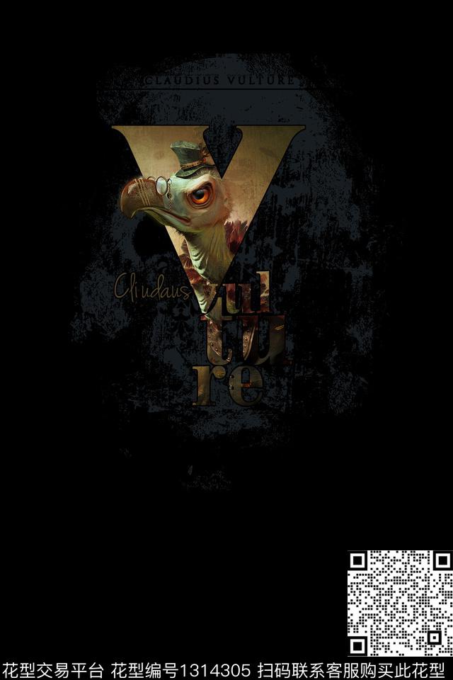 字母大牌风抽象鸟数码印花华亿平台下载（图片编号: 1314305） - 瓦栏（Walan）