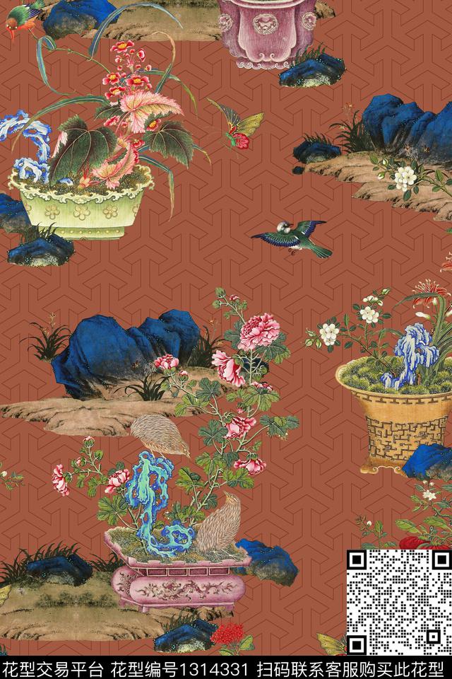 中国风中老年数码印花华亿平台下载（图片编号: 1314331） - 瓦栏（Walan）