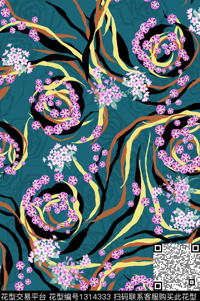 几何炫彩动物纹数码印花华亿平台下载（图片编号: 1314333） - 瓦栏（Walan）