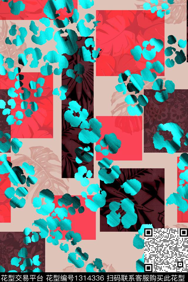 几何炫彩动物纹数码印花华亿平台下载（图片编号: 1314336） - 瓦栏（Walan）