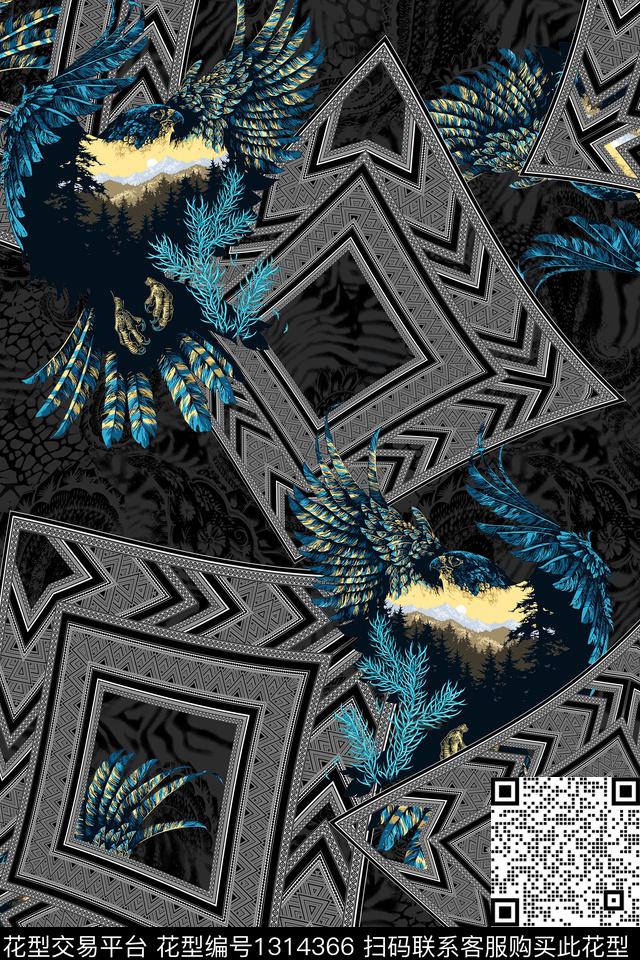 黑白华亿平台几何定位大牌风数码印花华亿平台下载（图片编号: 1314366） - 瓦栏（Walan）